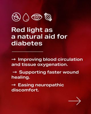 🩸 Red light as a natural aid for diabetes Type 1 and type 2 diabetes mellitus affect more than just blood sugar levels....